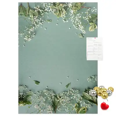 Wall cork memo board with gypsophila bouquet design