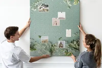 Wall cork memo board with gypsophila bouquet design