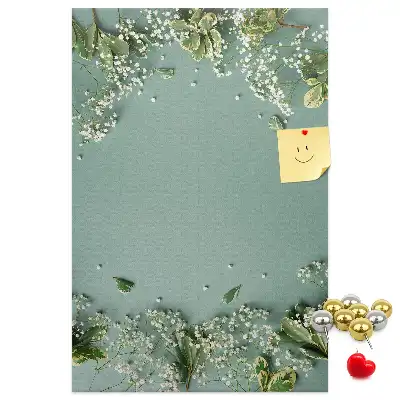 Wall cork memo board with gypsophila bouquet design