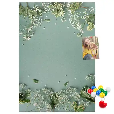 Wall cork memo board with gypsophila bouquet design