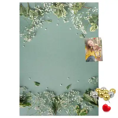 Wall cork memo board with gypsophila bouquet design