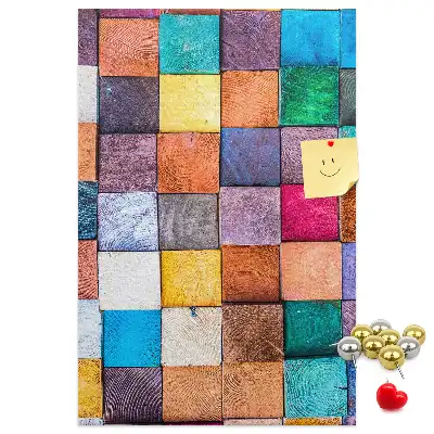 Wall cork memo board Colorful wooden blocks