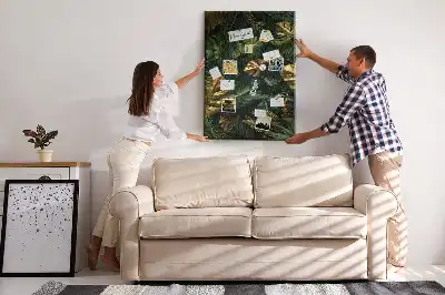 Tropical Leaf Print Cork Pin Board