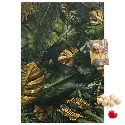 Tropical Leaf Print Cork Pin Board