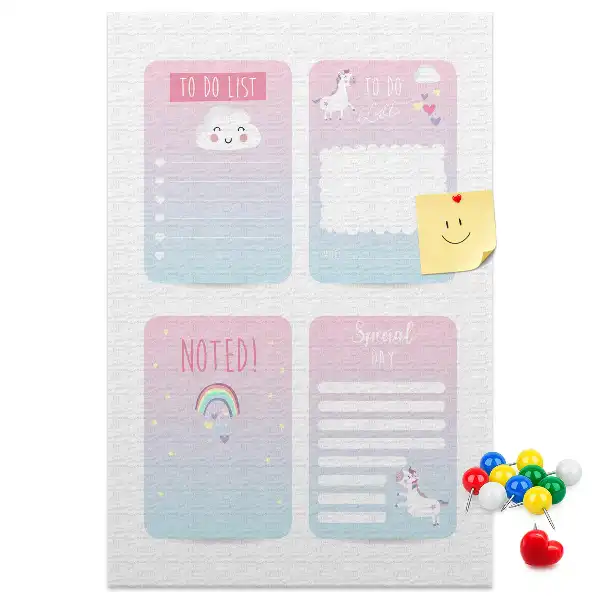 Cork pin board Unicorn planner