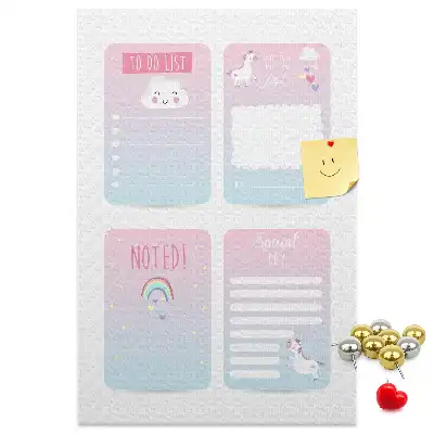 Cork pin board Unicorn planner