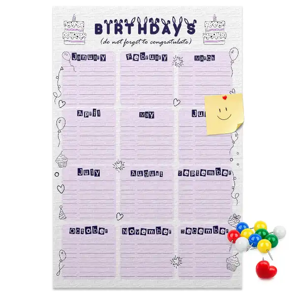 Cork pin board for birthday celebration planning
