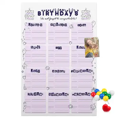 Cork pin board for birthday celebration planning