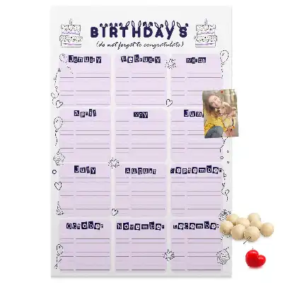 Cork pin board for birthday celebration planning