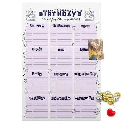 Cork pin board for birthday celebration planning