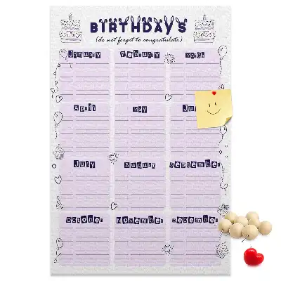 Cork pin board for birthday celebration planning