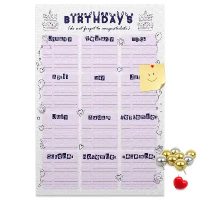 Cork pin board for birthday celebration planning