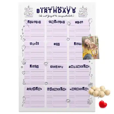 Cork pin board for birthday celebration planning