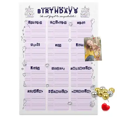 Cork pin board for birthday celebration planning