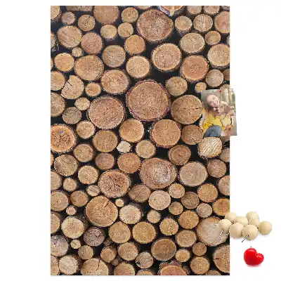 Wall cork memo board made from natural tree trunk pieces