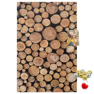 Wall cork memo board made from natural tree trunk pieces