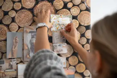 Wall cork memo board made from natural tree trunk pieces