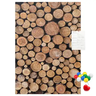 Wall cork memo board made from natural tree trunk pieces