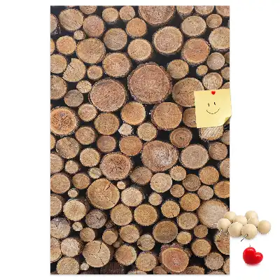 Wall cork memo board made from natural tree trunk pieces