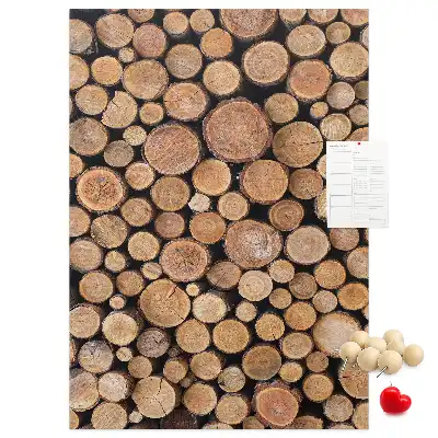 Wall cork memo board made from natural tree trunk pieces