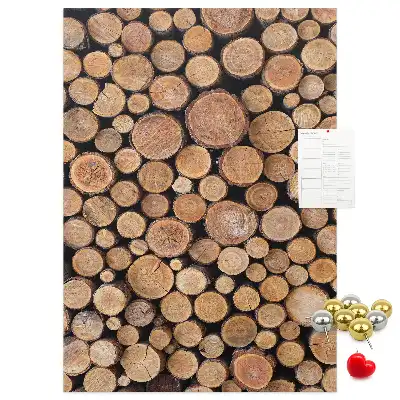 Wall cork memo board made from natural tree trunk pieces
