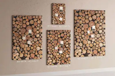 Wall cork memo board made from natural tree trunk pieces