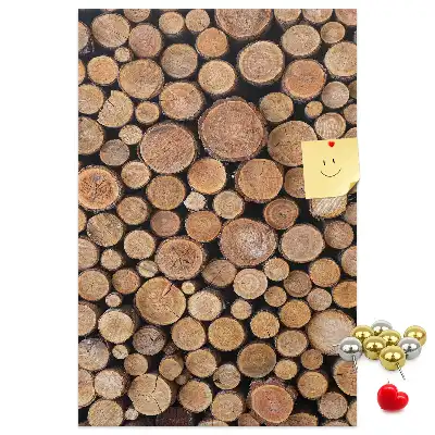 Wall cork memo board made from natural tree trunk pieces