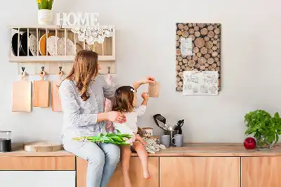 Wall cork memo board made from natural tree trunk pieces