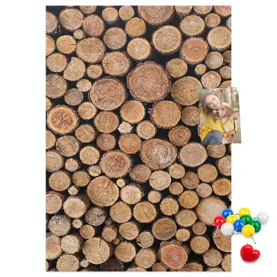 Wall cork memo board made from natural tree trunk pieces