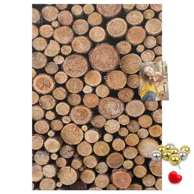 Wall cork memo board made from natural tree trunk pieces