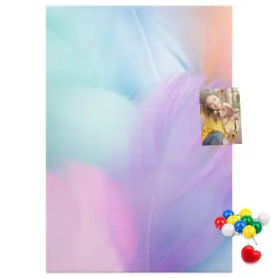 Cork pin board Pastel feathers