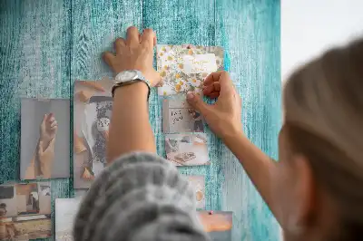 Blue Wood Wall Cork Memo Board