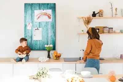 Blue Wood Wall Cork Memo Board