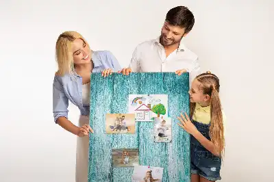 Blue Wood Wall Cork Memo Board