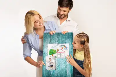 Blue Wood Wall Cork Memo Board