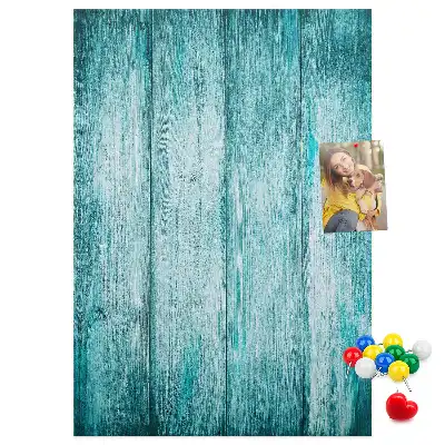 Blue Wood Wall Cork Memo Board