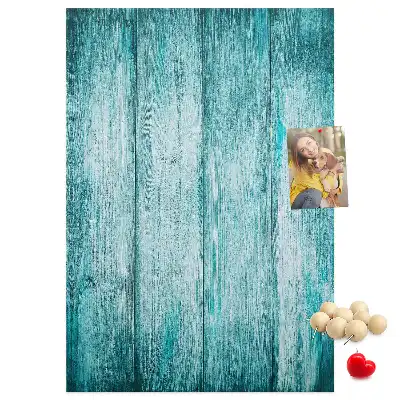 Blue Wood Wall Cork Memo Board