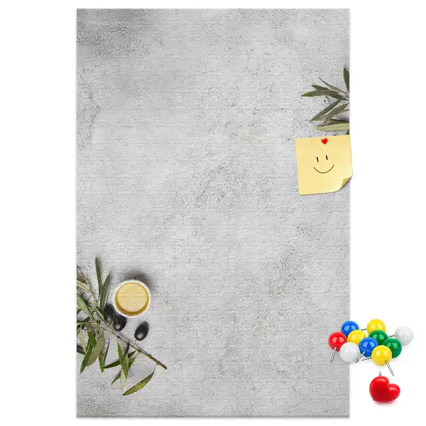 Concrete Background and Olives Cork Memo Board