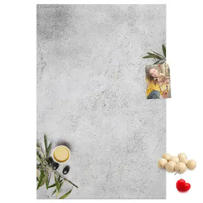 Concrete Background and Olives Cork Memo Board