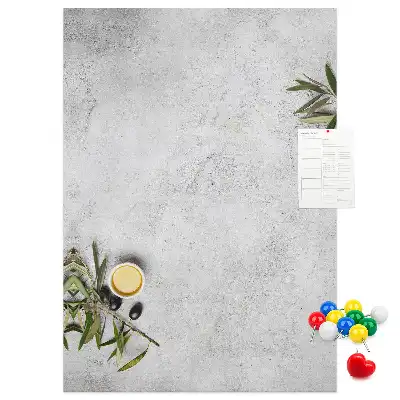 Concrete Background and Olives Cork Memo Board