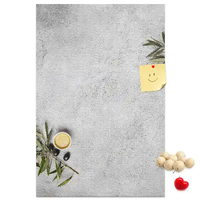 Concrete Background and Olives Cork Memo Board