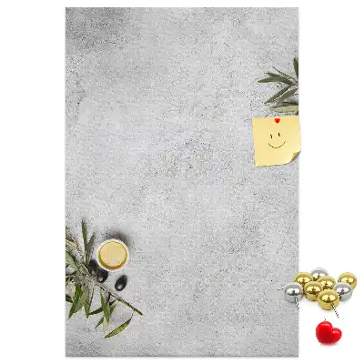Concrete Background and Olives Cork Memo Board