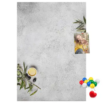 Concrete Background and Olives Cork Memo Board