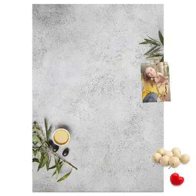 Concrete Background and Olives Cork Memo Board