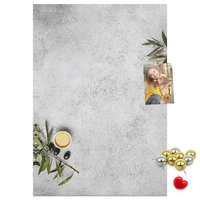 Concrete Background and Olives Cork Memo Board