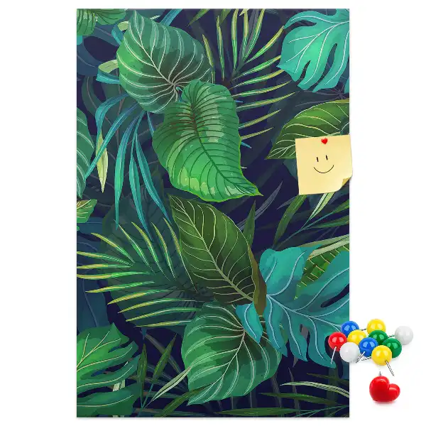 Cork pin board Large exotic leaves