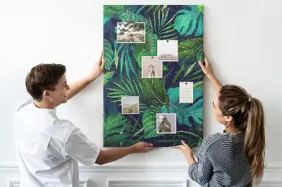 Large exotic leaves cork pin board
