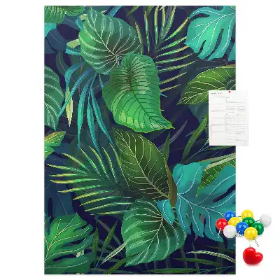 Cork pin board Large exotic leaves