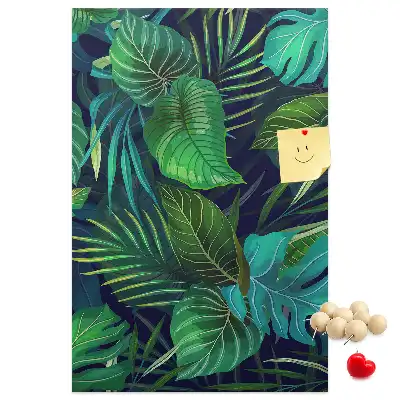 Cork pin board Large exotic leaves