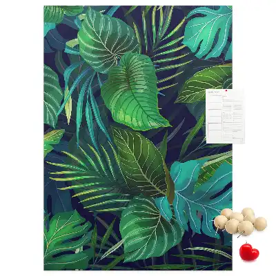 Cork pin board Large exotic leaves